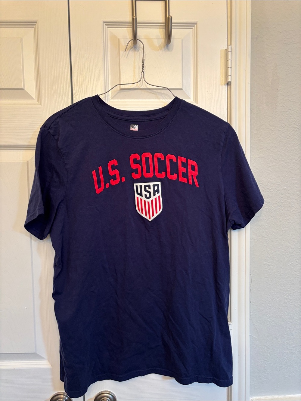 U.S. Soccer Men's Short Sleeve Tee - Navy with Red Logo